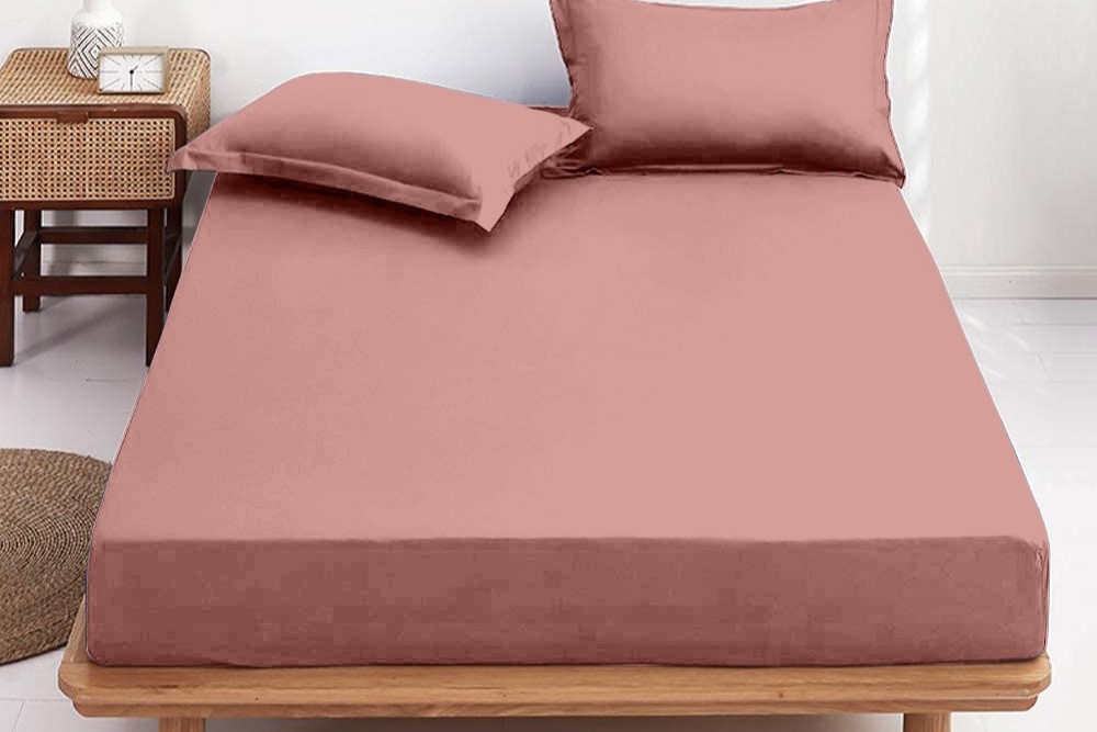 Drap housse rose 100% coton